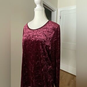 Simply Vera Vera Wang Crushed Velvet Tunic Top | Burgundy | Size Large